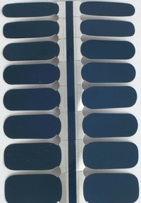 Set of rectangular dark blue adhesive patches arranged in two vertical columns, featuring smooth surfaces and rounded edges.