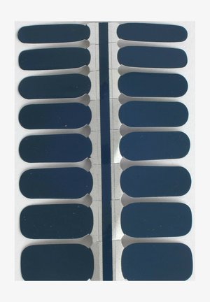 Set van rechthoekige donkerblauwe plakbande die in twee verticale kolommen zijn gerangschikt, met gladde oppervlakken en afgeronde hoeken.