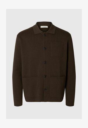 Selected, SLHMIKE LIGHT LS KNIT RELAXED POLO CARDI - Ζακέτα - turkish coffee