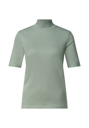 Street One, T-SHIRT WITH RIBBED TURTLENECK - T-Shirt basic - eucalyptus green