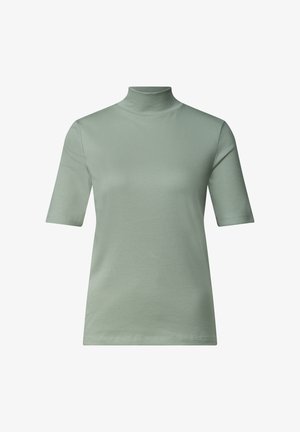 Street One, T-SHIRT WITH RIBBED TURTLENECK - T-Shirt basic - eucalyptus green