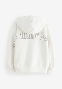 Felpa bianca con cappuccio e una vestibilità morbida, con borchie decorative che formano la scritta "ALLSAINTS" sulla schiena. Tessuto morbido e polsini a costine.