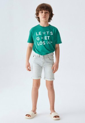 LANCE B BLEACH LINE WASH - Denim shorts - white