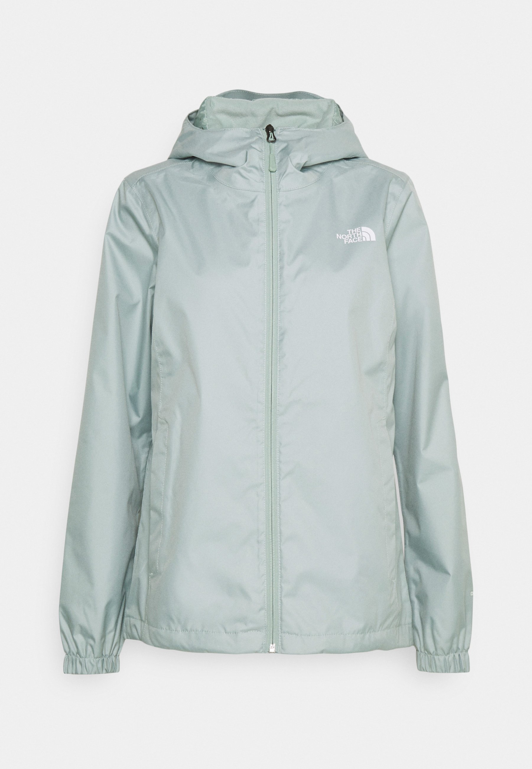 green north face rain jacket