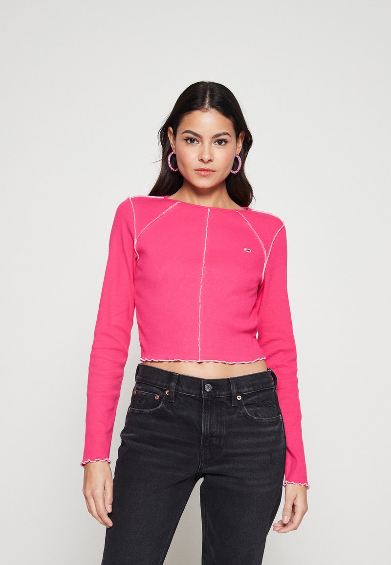 Tommy Jeans - Tops ar garām piedurknēm - jewel pink, Palielināt