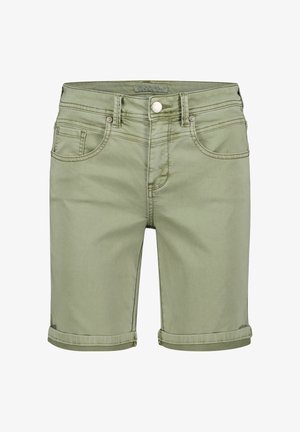 Red button, Denimshorts - teagreen