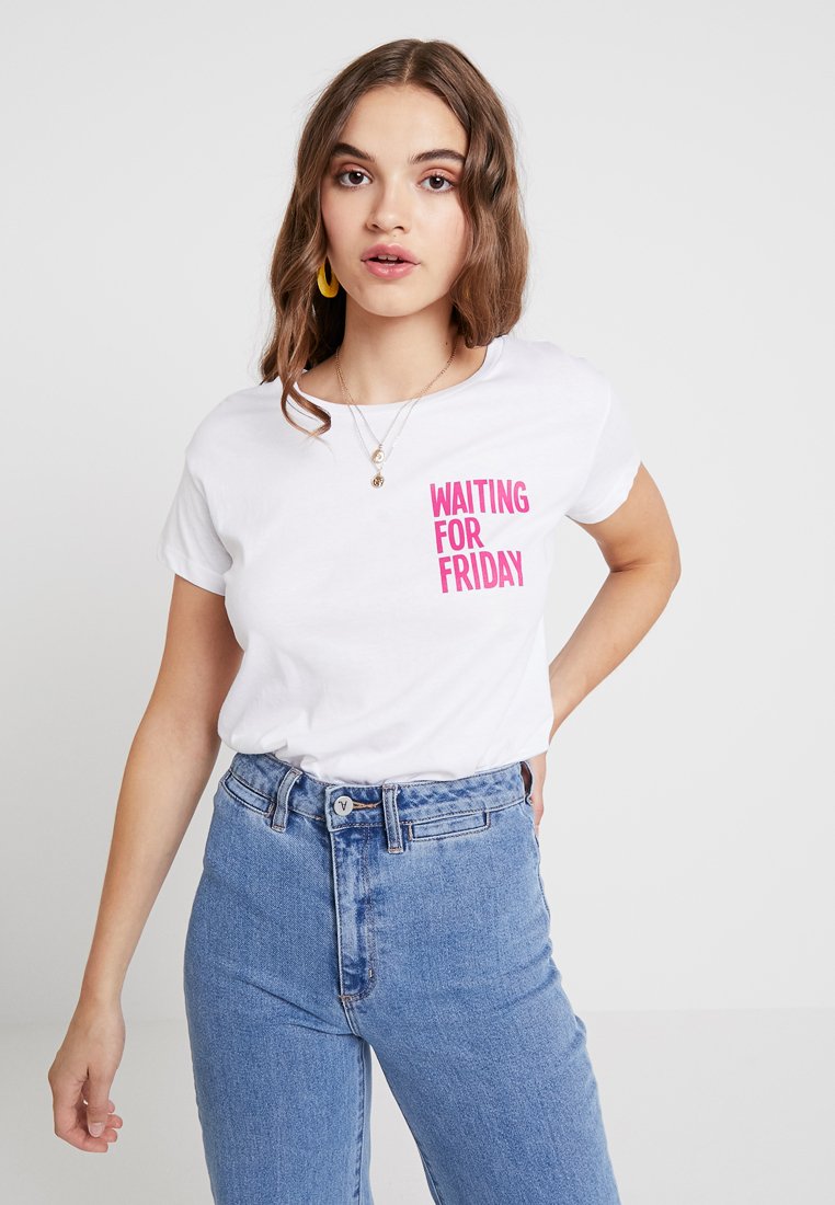 Mister Tee - LADIES WAITING FOR FRIDAY BOX TEE - Print T-shirt - white/pink, Enlarge