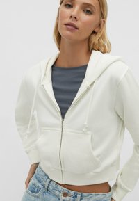 Stradivarius CROPPED  - Mikina so zipsom - white