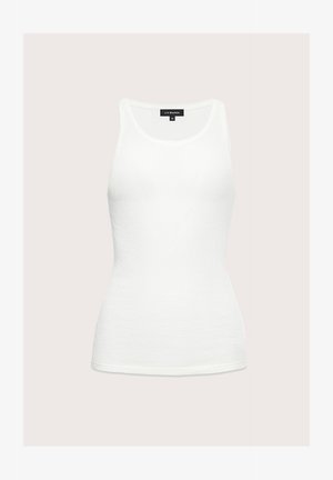 Balta, be rankovių marškinėlė pagaminti iš minkštos medžiagos. Turi apvalų iškirpimą ir prigludusią siluetą. Etiketėje užrašyta "LA MANIA" ir dydis 36.