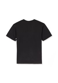 Svart bomulls t-skjorte med rund hals og korte ermer, med en glatt tekstur og ensfarget design, uten synlige logoer eller mønstre.