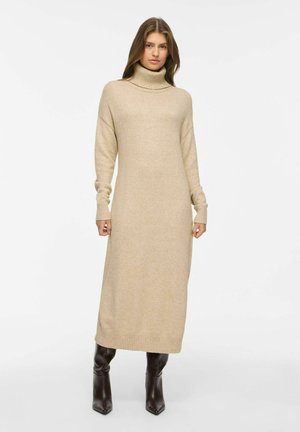VILA, VIRIL ROLL NECK L/S MIDI DRESS - NOOS - Robe pull - natural melange