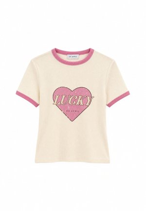 OH APRIL, REGULAR T-SHIRT LUCKY HEART - T-Shirt print - off white