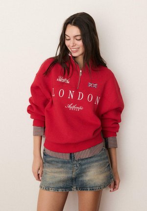 EMBROIDERED ZIP UP  - Sweatshirt - red