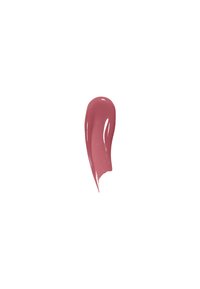 Rouge à lèvres liquide dans une teinte rose-pink brillant, présentant une texture lisse et crémeuse, appliqué en un trait courbé et évasé avec des bords fins.