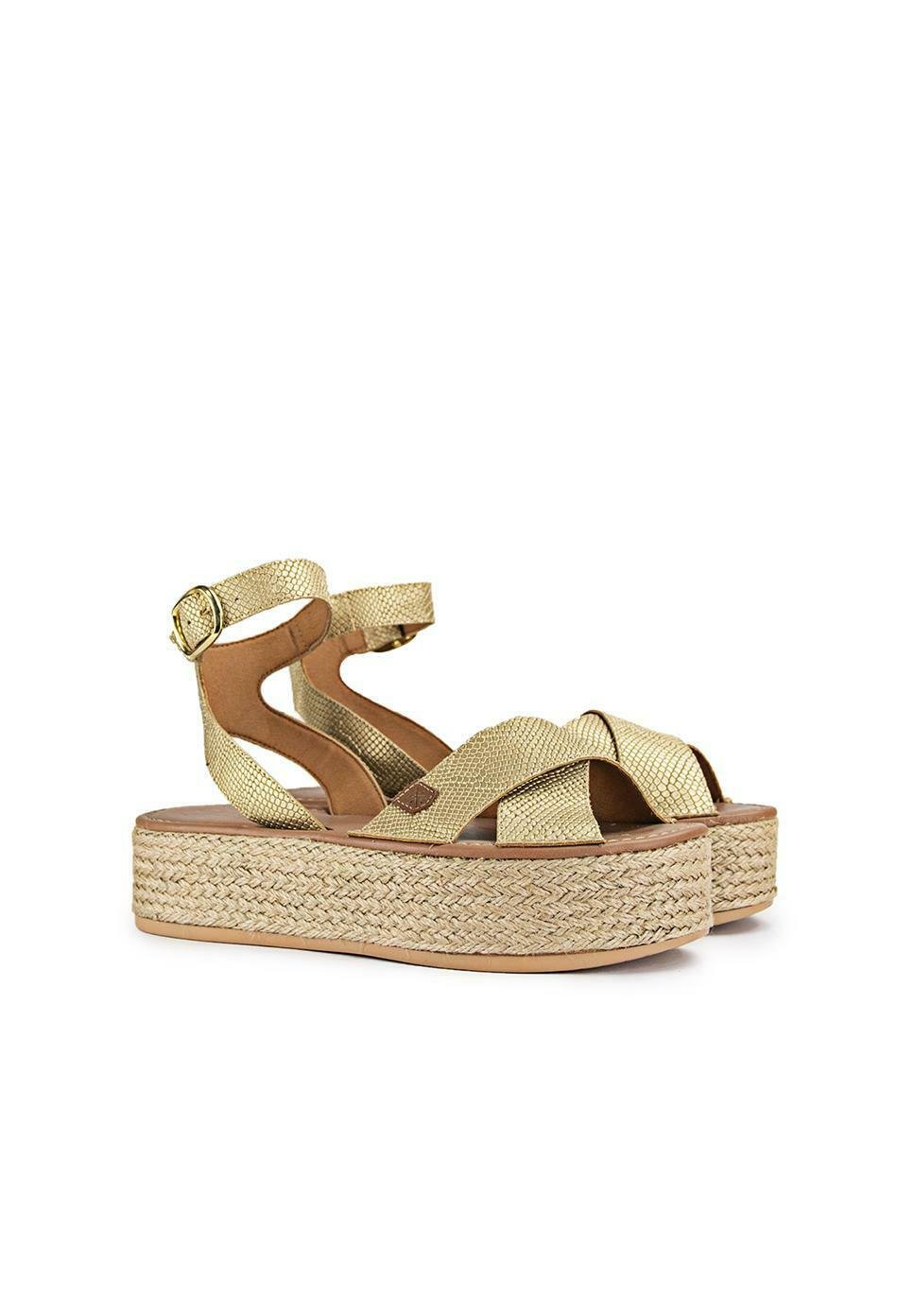 POPA MENORQUINA ORILLA TICRA - Sandalias con plataforma - oro/dorado -  Zalando.es