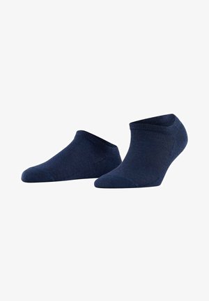 Navy blue ankle socks with a smooth texture, elastic cuff, and seamless toe design. Made from soft, breathable material for comfort.
