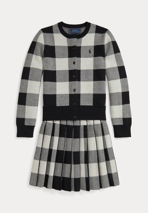 CHECK WOOL CARDIGAN & SKIRT SET - Kardiganas - black/white