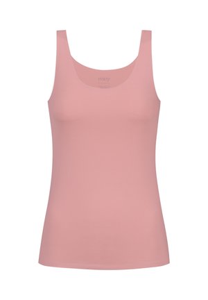 Ärmelloses Damen-Singlet in uni staubrosa mit Rundhalsausschnitt und glattem, figurbetontem Design.