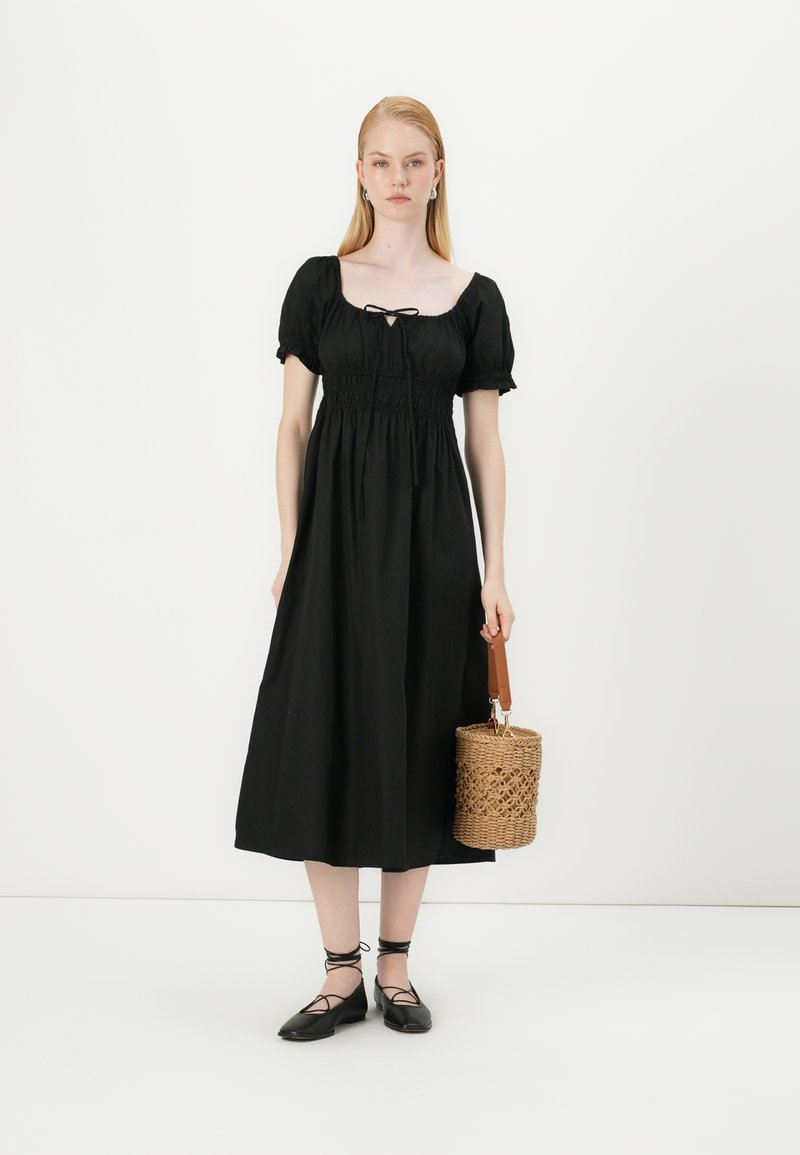 walking through the front door seeing your black dress lyrics Black Smock Detail Midi Dress | LR-EVE-2