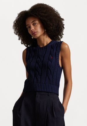 Polo Ralph Lauren CABLE KNIT COTTON CROPPED VEST - Pullover - hunter navy
