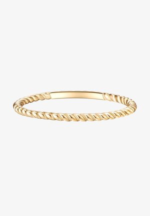 Bracelet rigide en or style corde torsadée avec une section rectangulaire lisse et plate sur le dessus.