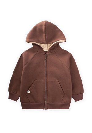 HOODED - Športna jopa s kapuco na zadrgo - dark brown