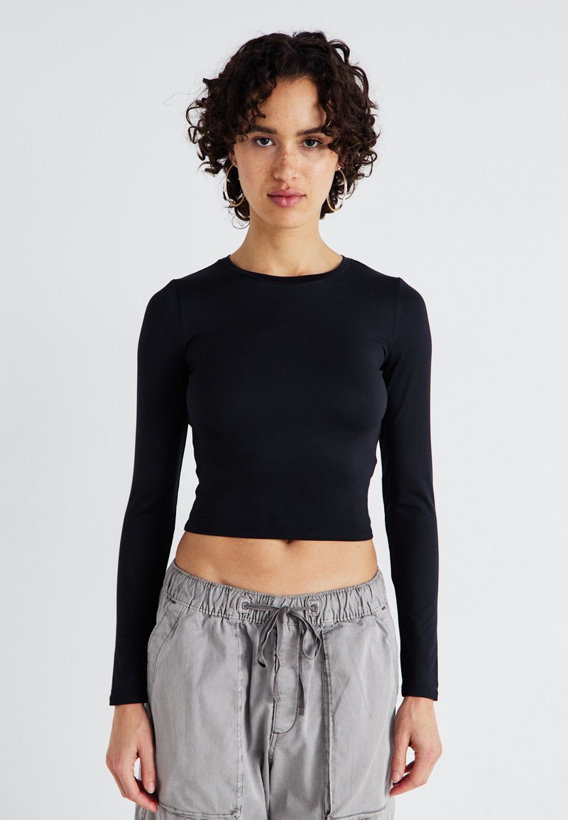 Hollister Co. SEAMLESS CREW  - Majica z dolgimi rokavi - casual black