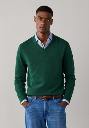 Hackett London, HACKETT LONDON JUMPER MERINO CASH MIX V - Pullover - foliage green