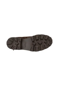 Suola di una scarpa marrone con scanalature profonde e il marchio "Joop!" impresso al centro.