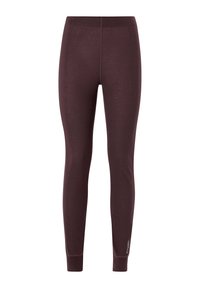 Bordeaux leggings lavet af strækbart stof, med en høj talje og tapered ben. Glat tekstur med en logo accent nær sømmen.