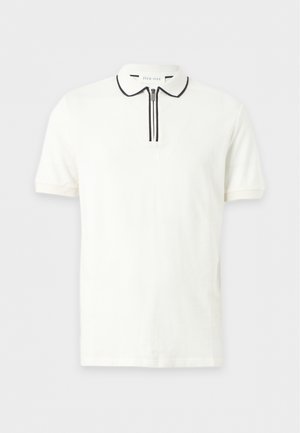 Pier One by Zalando, CONTRAST TIPPING ZIP SHORT SLEEVES POLO - Polosärk - egret/black