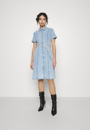 Noisy May - Nmsigne S/L Maxi Dress With Slit - 4984449 Light Blue Denim