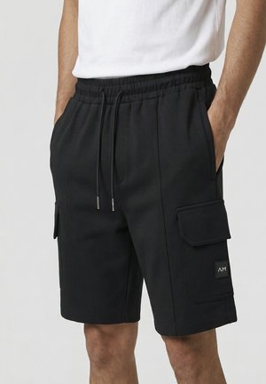 Antony Morato SHORTS REGULAR FIT IN INTERLOCK WITH PATCH WITH LOGO - Pantaloni sportivi - black