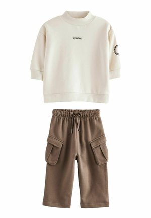 HIGH NECK AND POCKET JOGGERS SET - REGULAR FIT - Bluză de molton - ecru cream brown