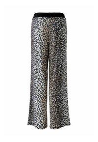 Leopardmusterweite Beinhosen mit einem schwarzen Gummibund, weichem Stoff und einem lockeren Schnitt für Komfort und Bewegungsfreiheit.
