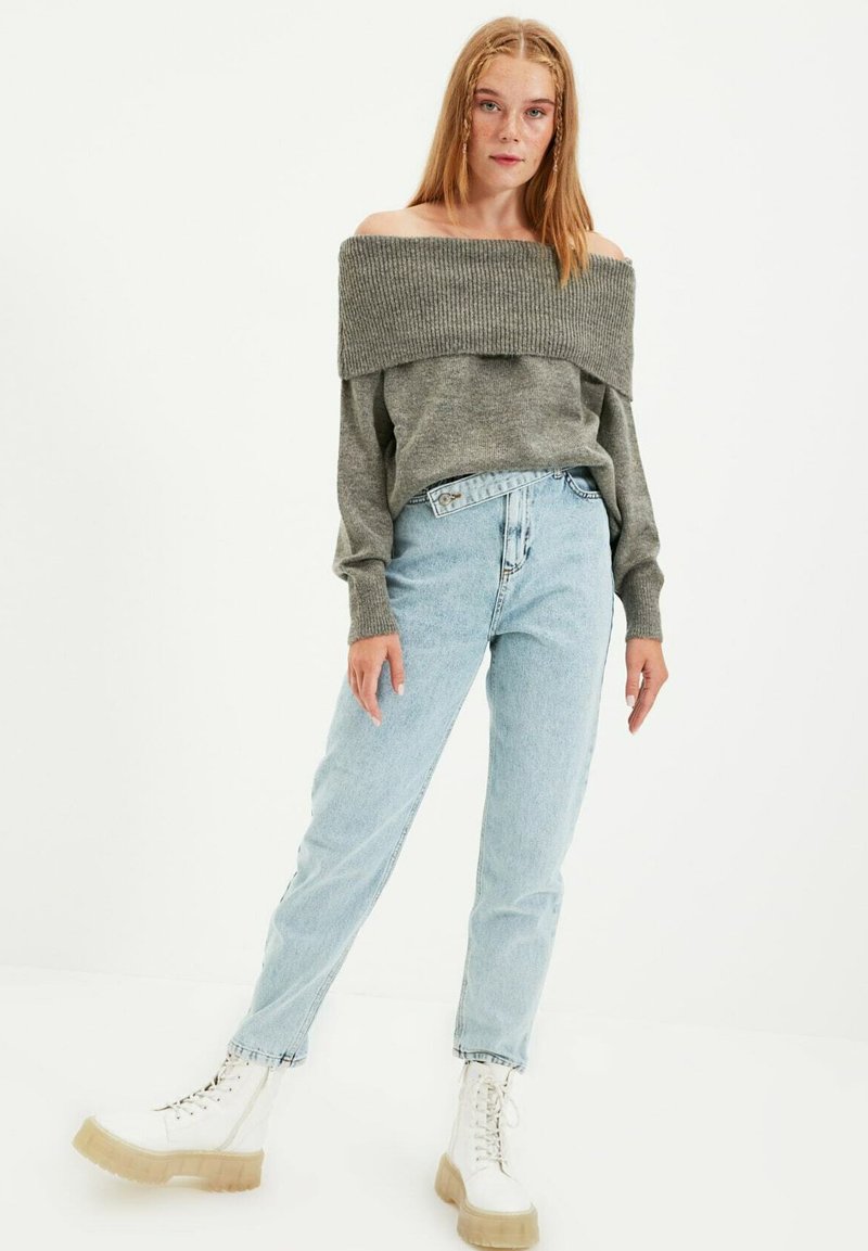 Damen Strickjacken | Trendyol Strickpullover grey/grau - CV99096 Damen Strickjacken | Trendyol Strickpullover grey/grau - CV99096