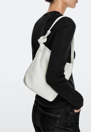 Massimo Dutti, MINI NAPPA LEATHER BUCKET BAG - Handbag - white