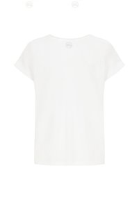 White cotton t-shirt featuring short sleeves, a relaxed fit, and a rounded neckline. No patterns or graphics are present.