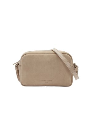 Bolso bandolera rectangular beige con correa ajustable, textura suave y logo sutil de LIEBESKIND Berlin en el centro delantero.