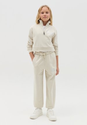 WITH DRAWSTRING AND LOGO PRINT - Pantalon de survêtement - cream white