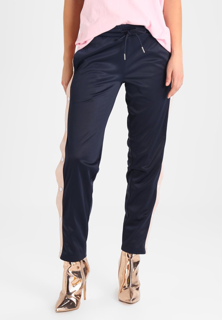 Urban Classics - LADIES BUTTON UP TRACK PANTS - Træningsbukser - navy/lightrose/white, Forstør