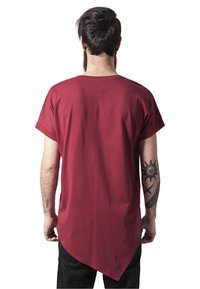 Urban Classics ASYMETRIC LONG TEE - Potiskana majica - burgundy
