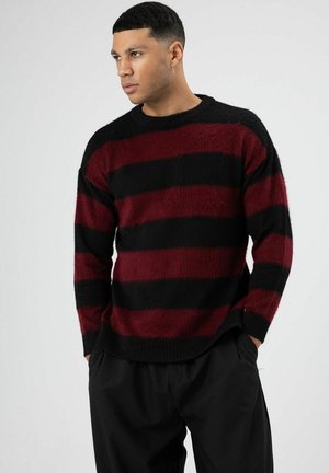 STRIPED BRUSHED- - Strickpullover - burgundy