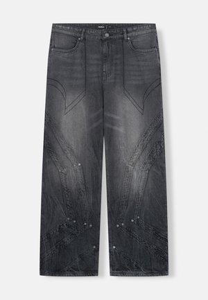 HEAVY CUTLINE BLACK WAVE WASH UNISEX - Τζιν χαλαρής εφαρμογής - black washed