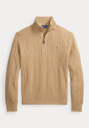 Polo Ralph Lauren, CABLE-KNIT COTTON MOCKNECK SWEATER - Πουλόβερ - camel melange