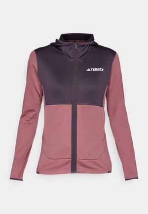 Adidas Terrex TERREX XPERIOR LIGHT FLEECE HOODED JACKET - Giacca in pile - quiet crimson/aurora black