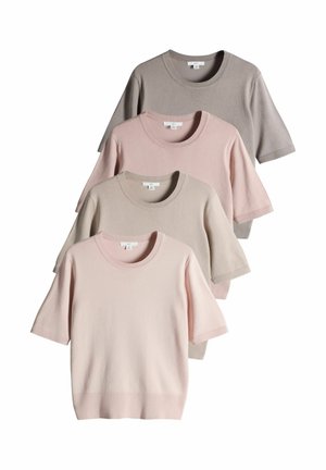 THE SET, REGULAR FIT -  FINE KNITTED CREW NECK JUMPERS 4 PACK - Camiseta básica - light pink mauve