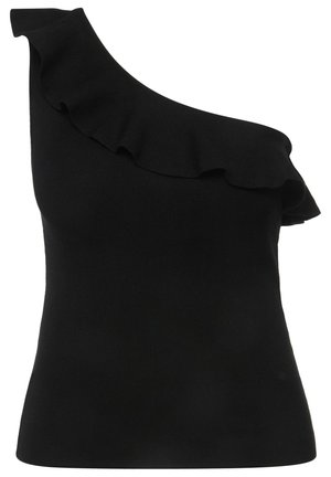 Ulla Popken, ASYMMETRISCH  VOLANT  RUNDHALS  ÄRMELLOS - Top - schwarz