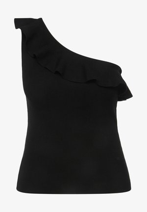 Ulla Popken, ASYMMETRISCH VOLANT RUNDHALS ÄRMELLOS - Top - schwarz