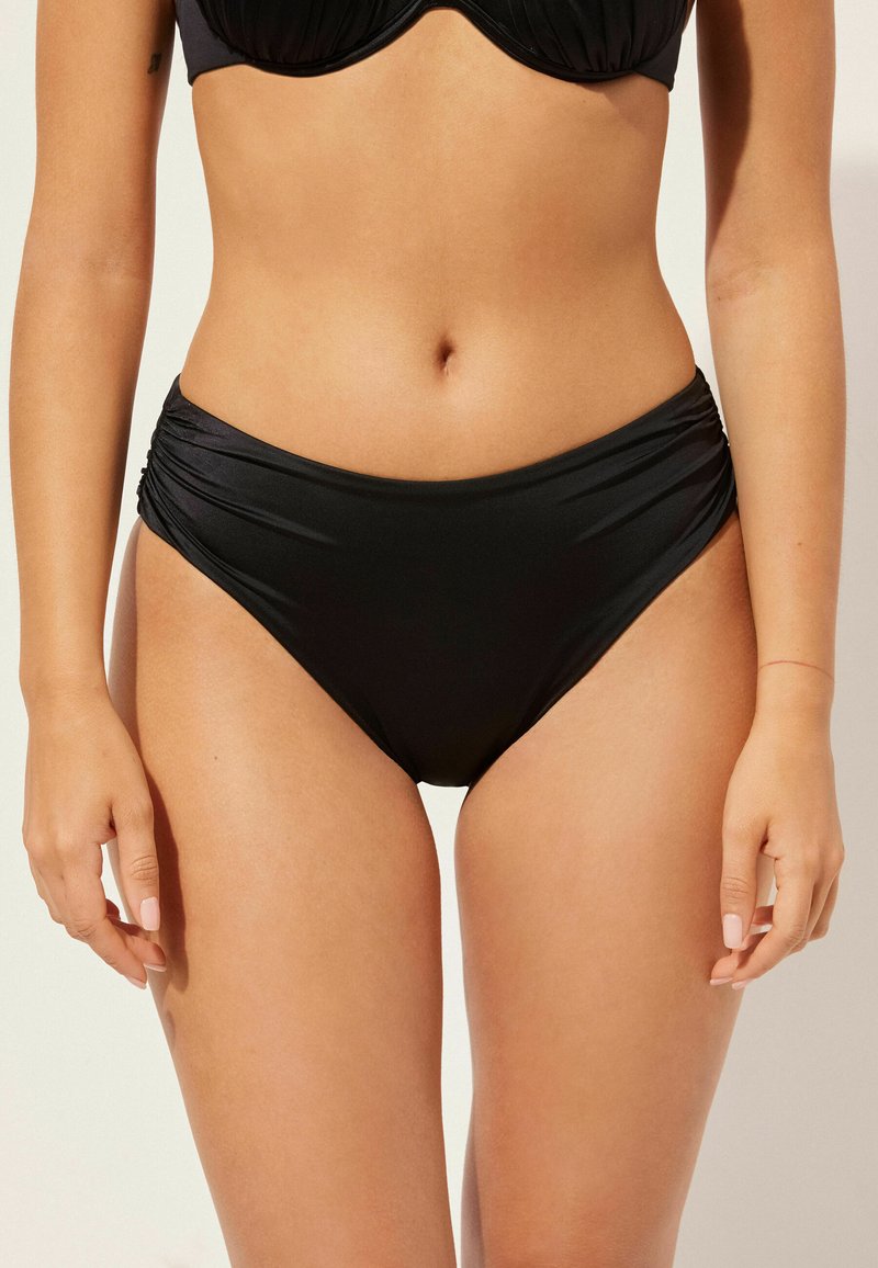 Calzedonia SHINY SATIN - Bikini-Hose - schwarz shiny satin black